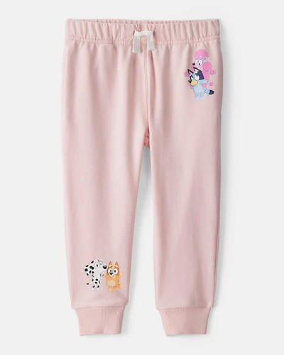 Baby Girl Bluey French Terry Drawstring Joggers - Pink