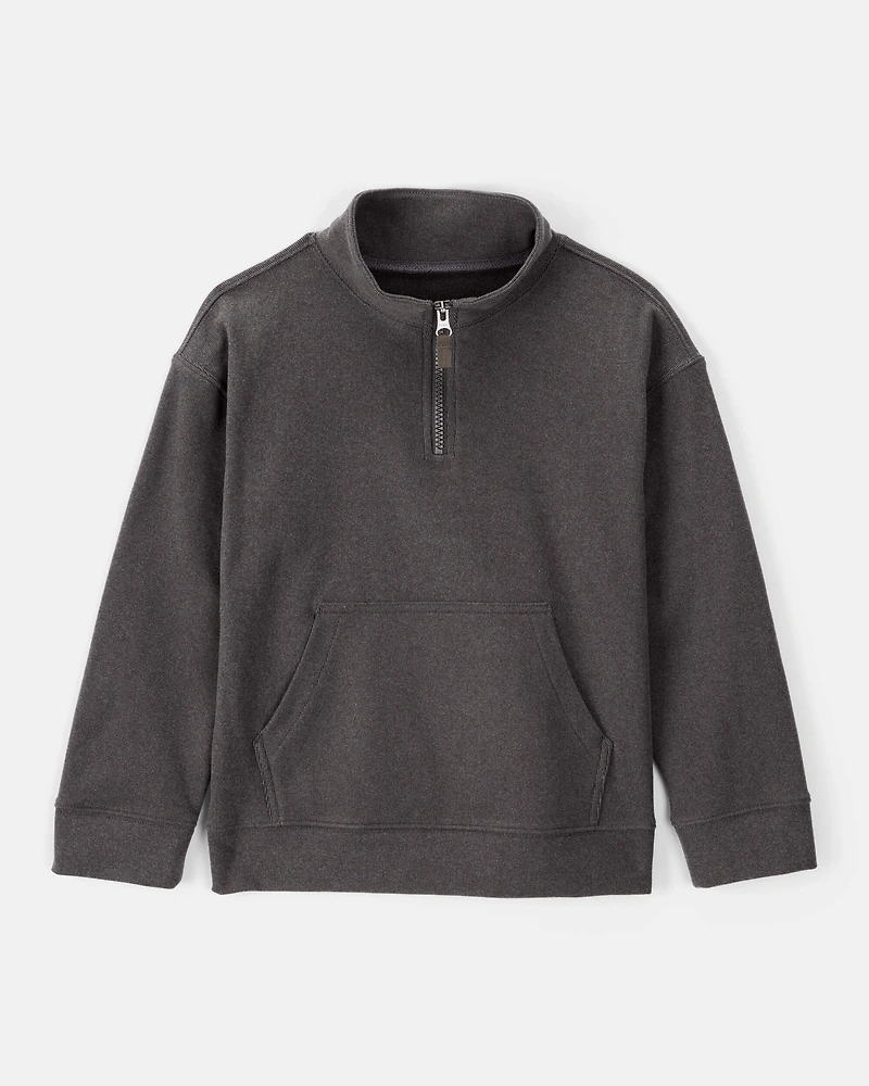 Boys Long-Sleeve Quarter-Zip Pullover Sweatshirt - Black