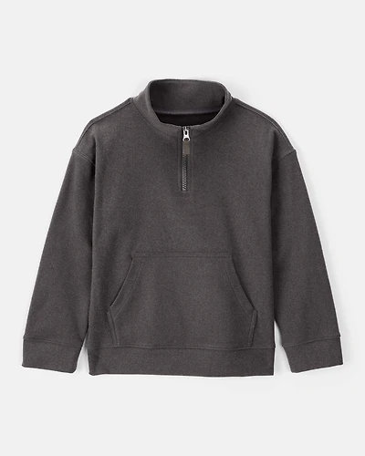 Boys Long-Sleeve Quarter-Zip Pullover Sweatshirt - Black