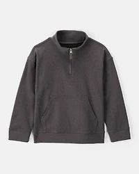 Boys Long-Sleeve Quarter-Zip Pullover Sweatshirt - Black