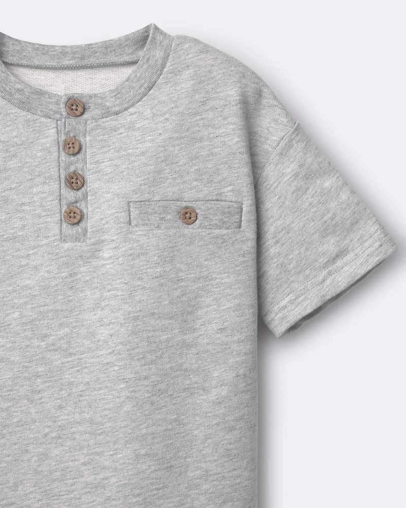 Toddler Boy Button-Front Tee - Grey