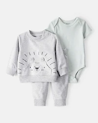 Baby Boy 3-Piece Lion Little Cardigan Set