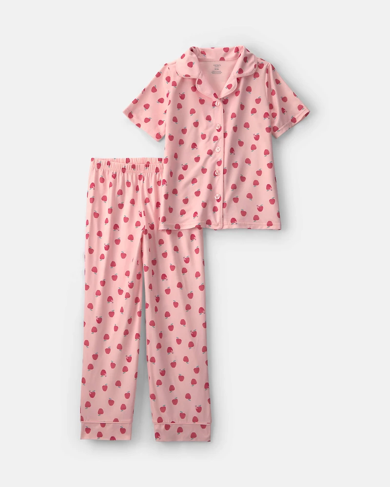 Girls Apple Short-Sleeve 2-Piece Pyjama Set - Pink