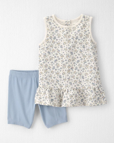 Girls 2-Piece Top & Short Set Made with Organic Cotton Spring Bloom Print
