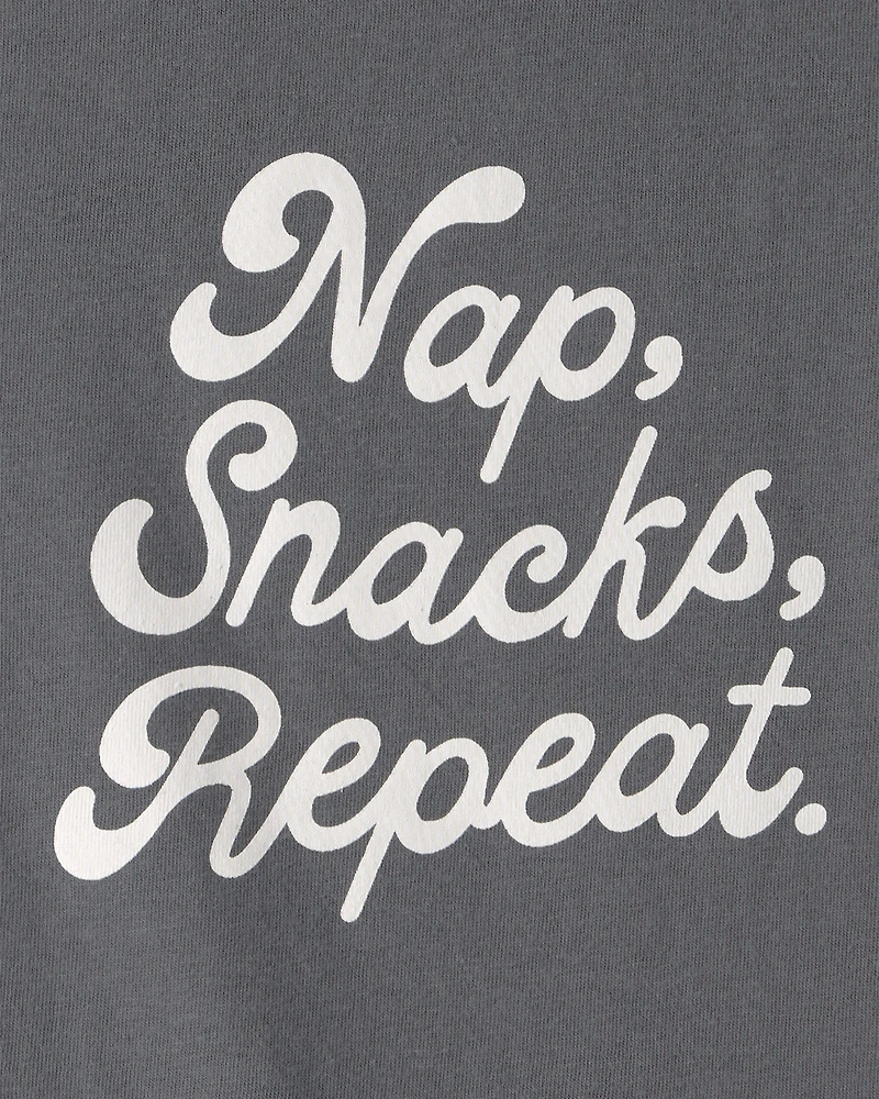 Toddler Girl 'Nap Snacks Repeat' Graphic Tee - Grey