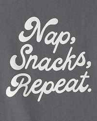 Toddler Girl 'Nap Snacks Repeat' Graphic Tee - Grey