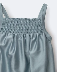 Toddler Girl Smocked One-Piece Swimsuit - Pale Blue