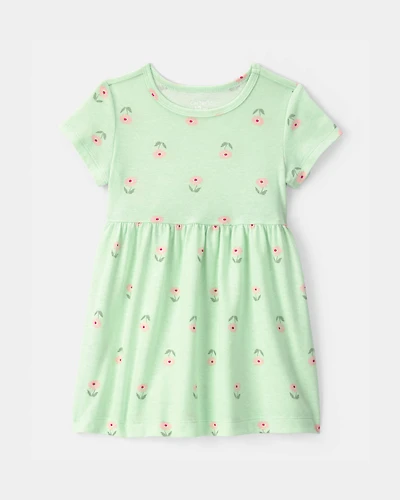 Baby Girl Floral Short-Sleeve Dress - Green