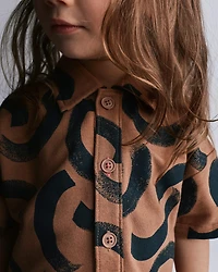 Toddler Boy Button-Down Short-Sleeve Shirt Abstract Print - Brown