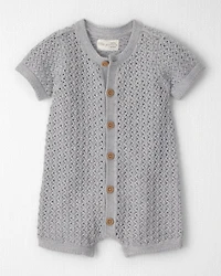 Baby Short-Sleeve Romper Grey
