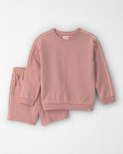 Girls 2-Piece Organic Cotton Pullover & Short Set Pink