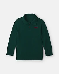 Boys Car Polo Sweater - Olive Green