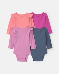 Baby Girl 4-Pack Bow Long-Sleeve Bodysuits