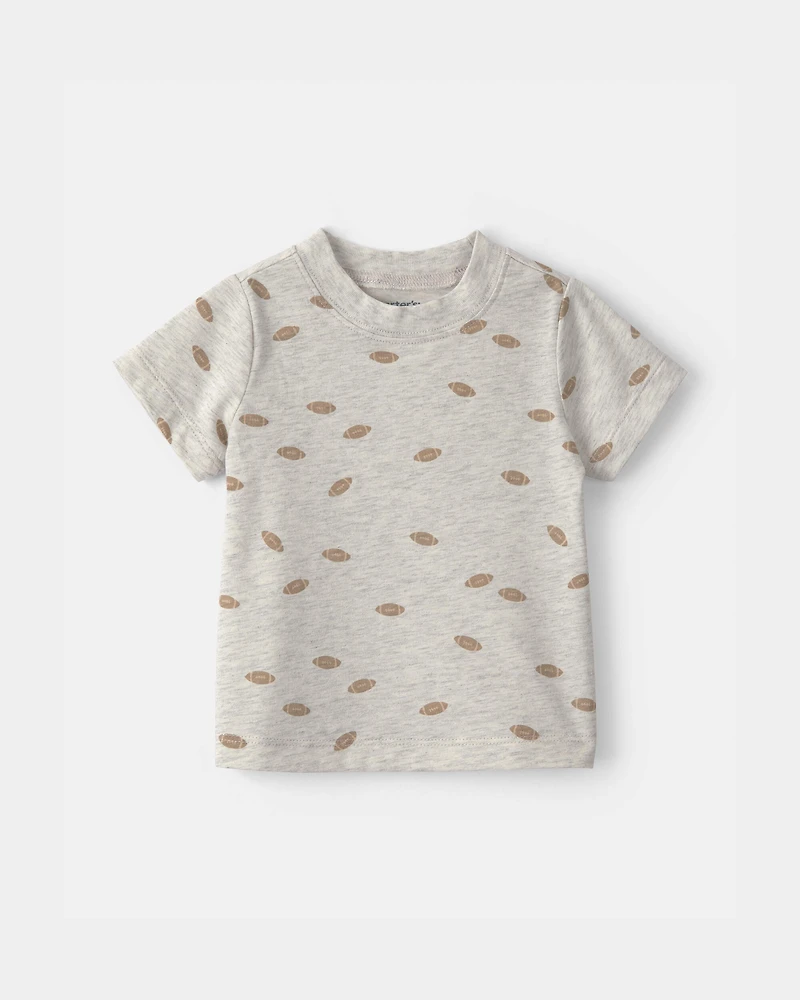 Baby Boy 2-Piece Football Shortall Set - Brown/Grey