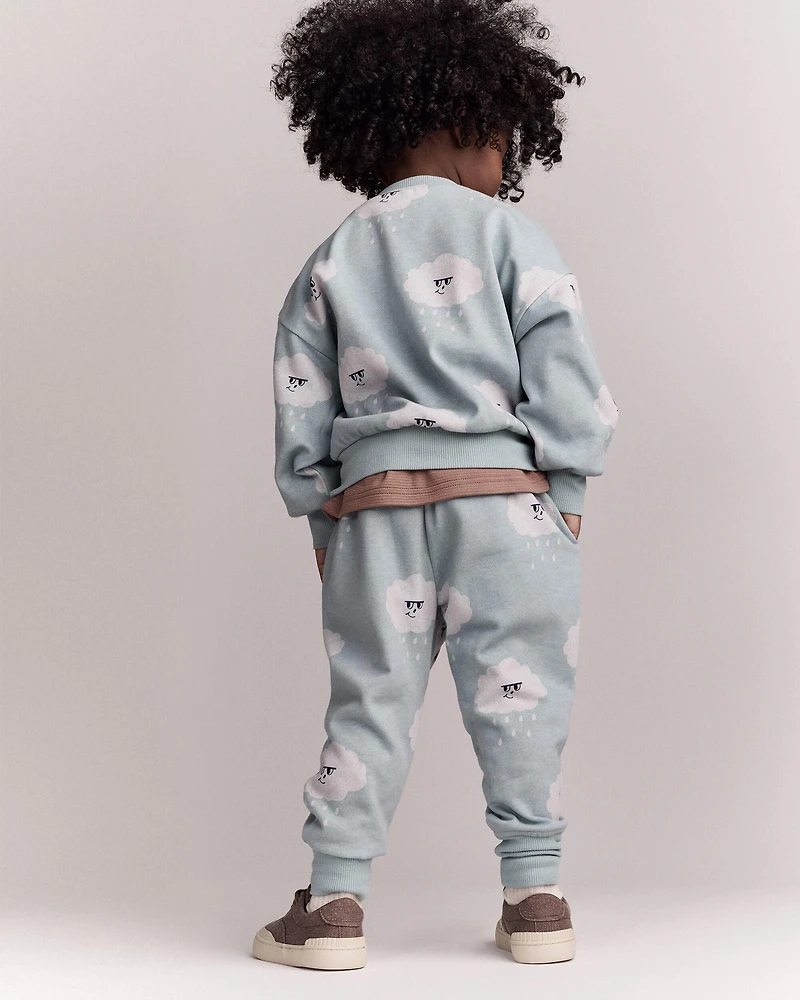 Toddler City Park™ Jogger Pant Rain Cloud Print - Pale Blue