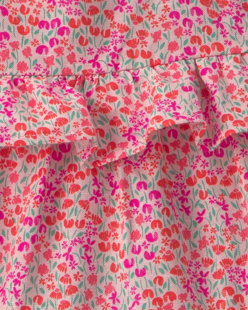 Baby Girl Floral Ruffle Tiered Dress - Pink