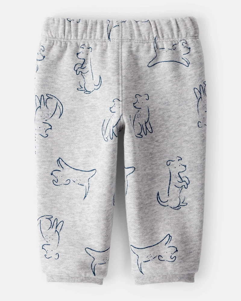 Baby Boy Dog Knit Pull-On Pants - Grey