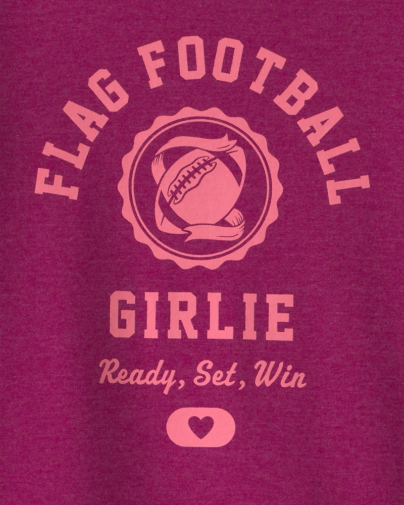 Girls 'Flag Football Girlie' Long-Sleeve Graphic Tee - Burgundy