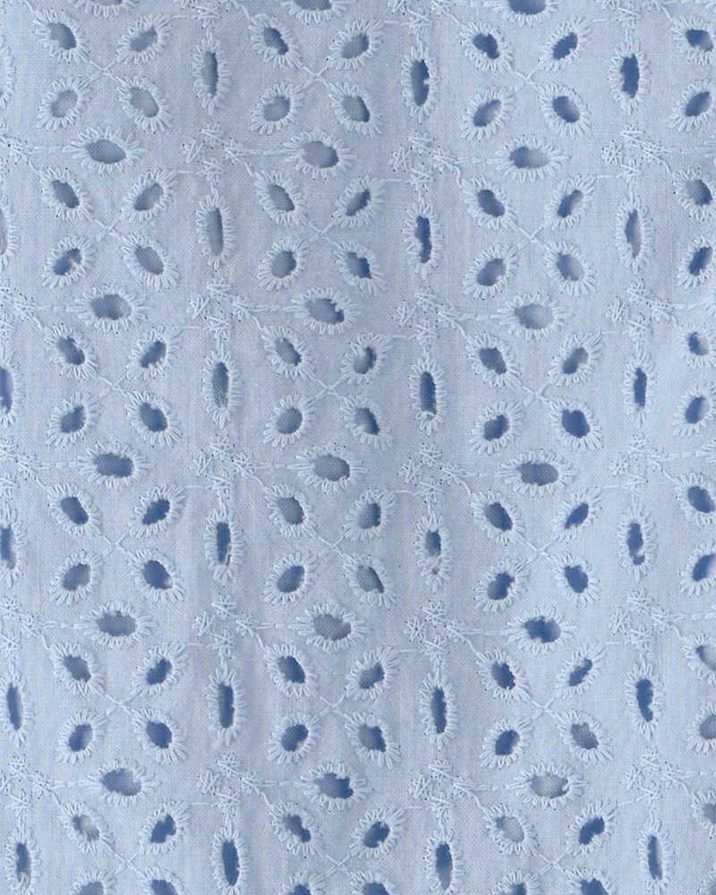 Toddler Girl 2-Piece Organic Cotton Top & Short Set Blue Eyelet