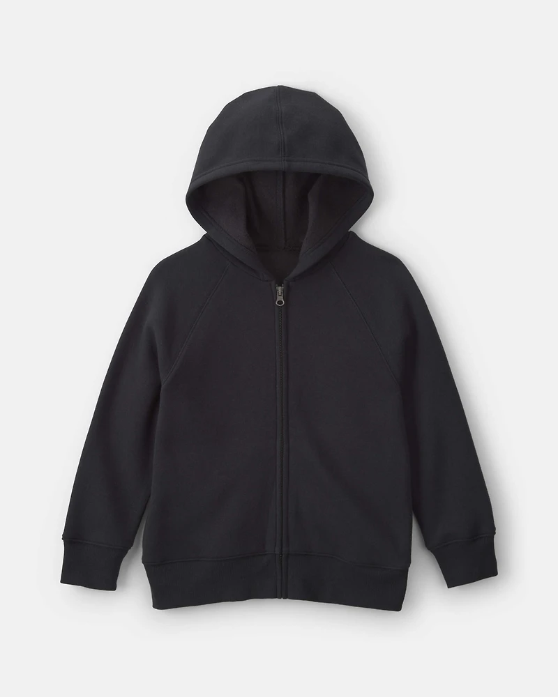 Boys Fleece Zip-Up Hoodie - Black