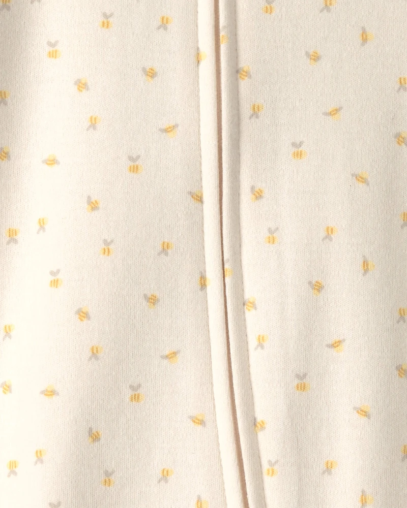 Baby Girl Bee 100% Cotton 2-Way Zip Sleeper - Cream
