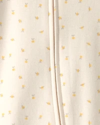 Baby Girl Bee 100% Cotton 2-Way Zip Sleeper - Cream