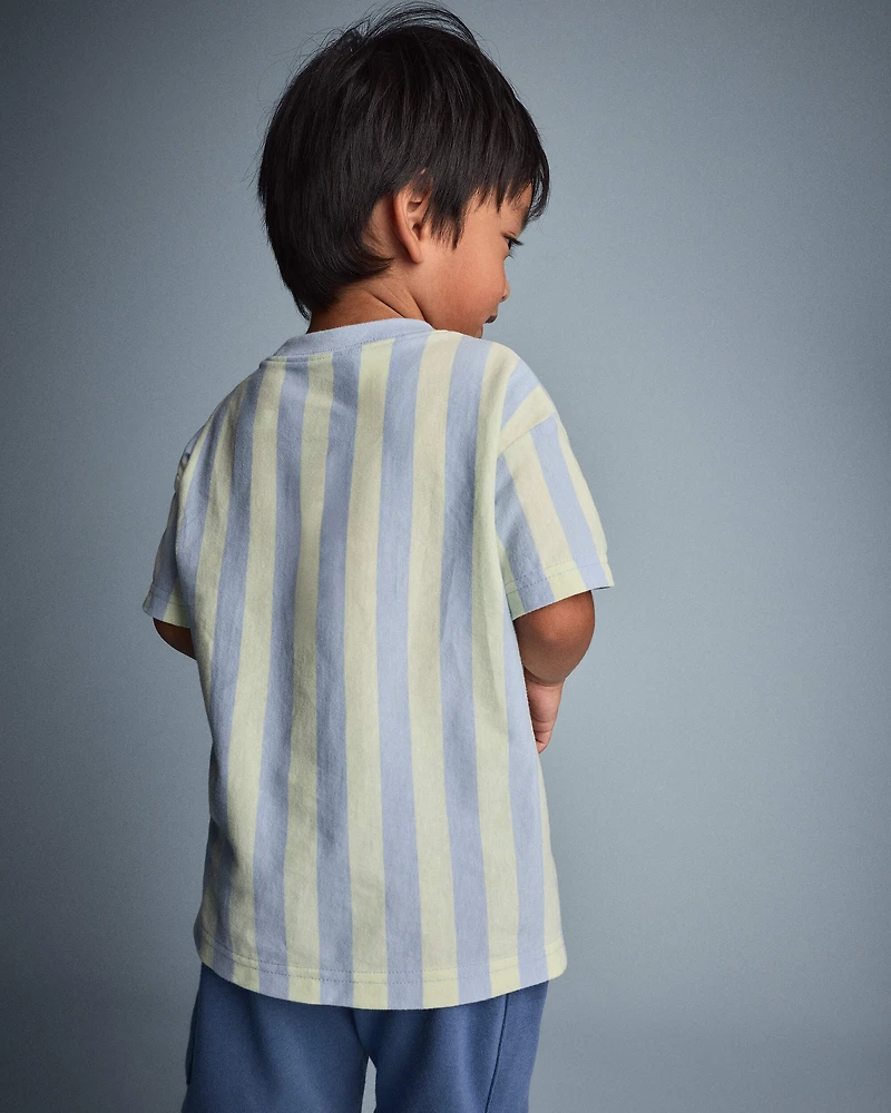 Toddler Boy Relaxed Tee Stripes - Blue/Yellow