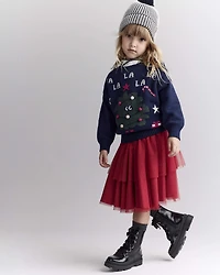Toddler 'Fa la la' Christmas Tree Pullover Sweater - Navy