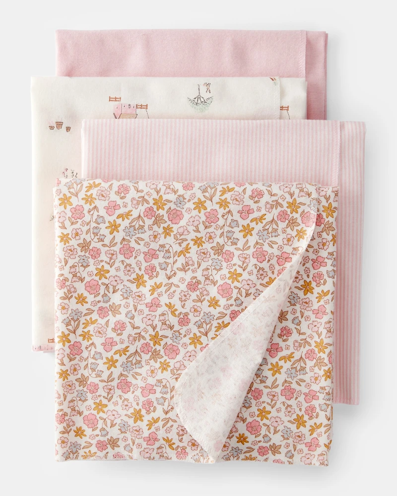 Baby 4-Pack Floral Receiving Blankets