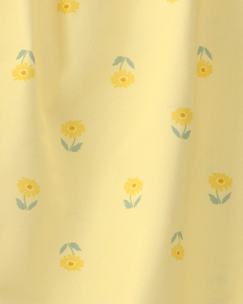 Girls Floral Sleeveless Loose Fit 2-Piece Pyjama Set - Yellow