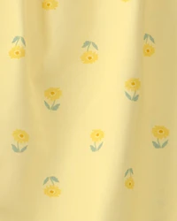 Girls Floral Sleeveless Loose Fit 2-Piece Pyjama Set - Yellow