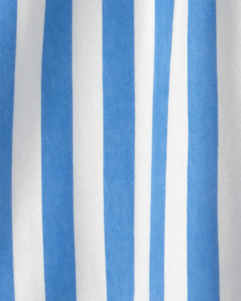 Girls Striped French Terry Dress - Blue/Ivory