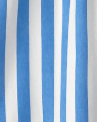 Girls Striped French Terry Dress - Blue/Ivory