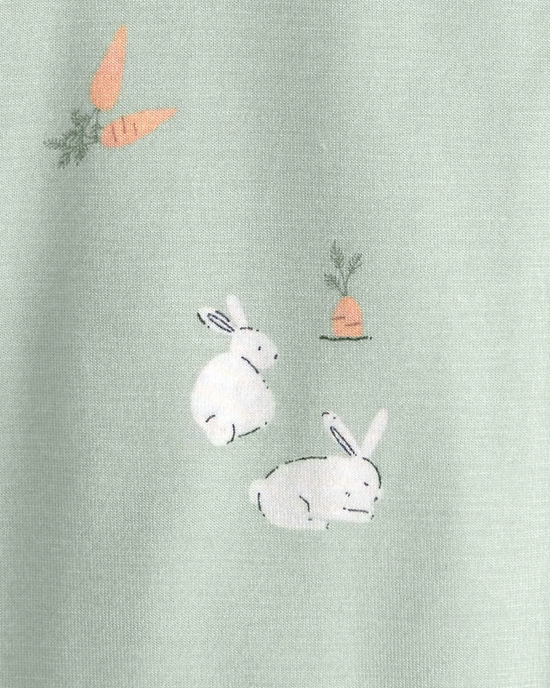 Toddler Bunny PurelySoft 1-Piece 2-Way Zip Pyjama - Green