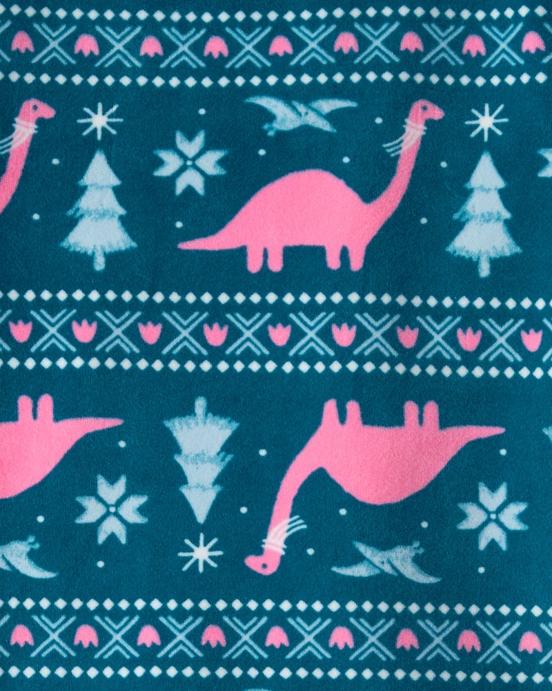 Toddler Girl Dinosaur DreamPlush Long-Sleeve Snug Fit 2-Piece Pyjamas - Teal