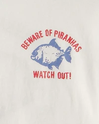 Boys Piranha Graphic Tee - Ivory