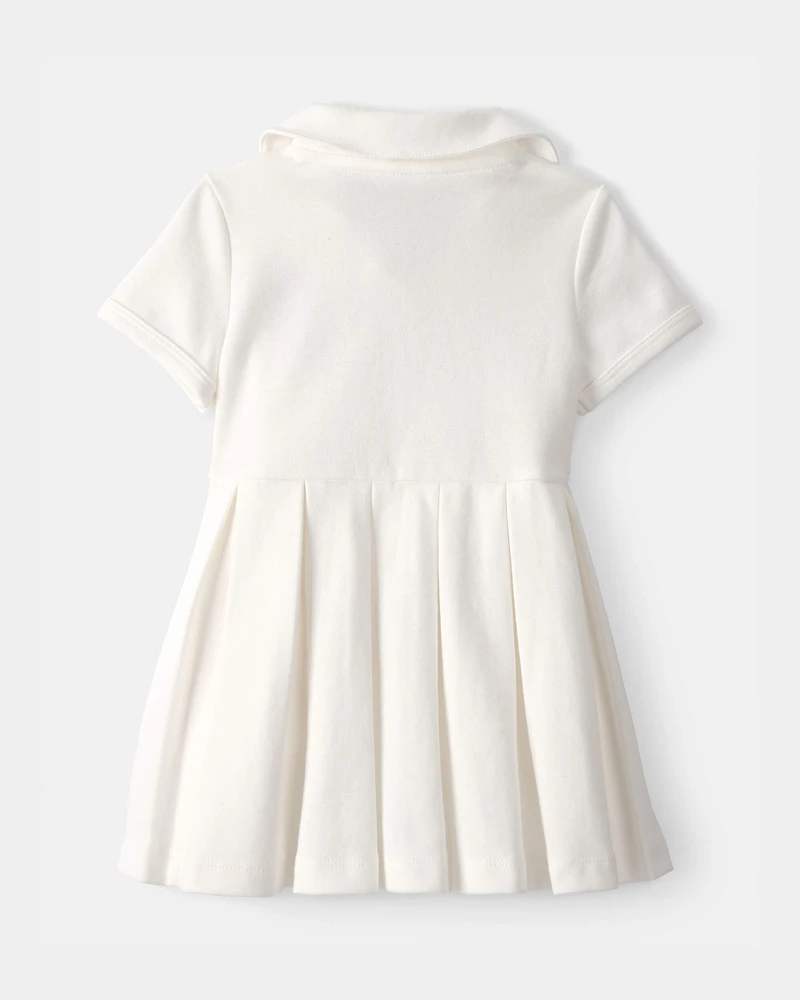 Baby Girl Pleated Tennis Dress - Ivory
