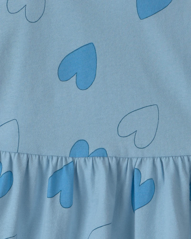 Toddler Girl Heart Short-Sleeve Dress - Blue