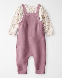 Baby Boy 2-Piece Organic Cotton Overall Set Floral Print