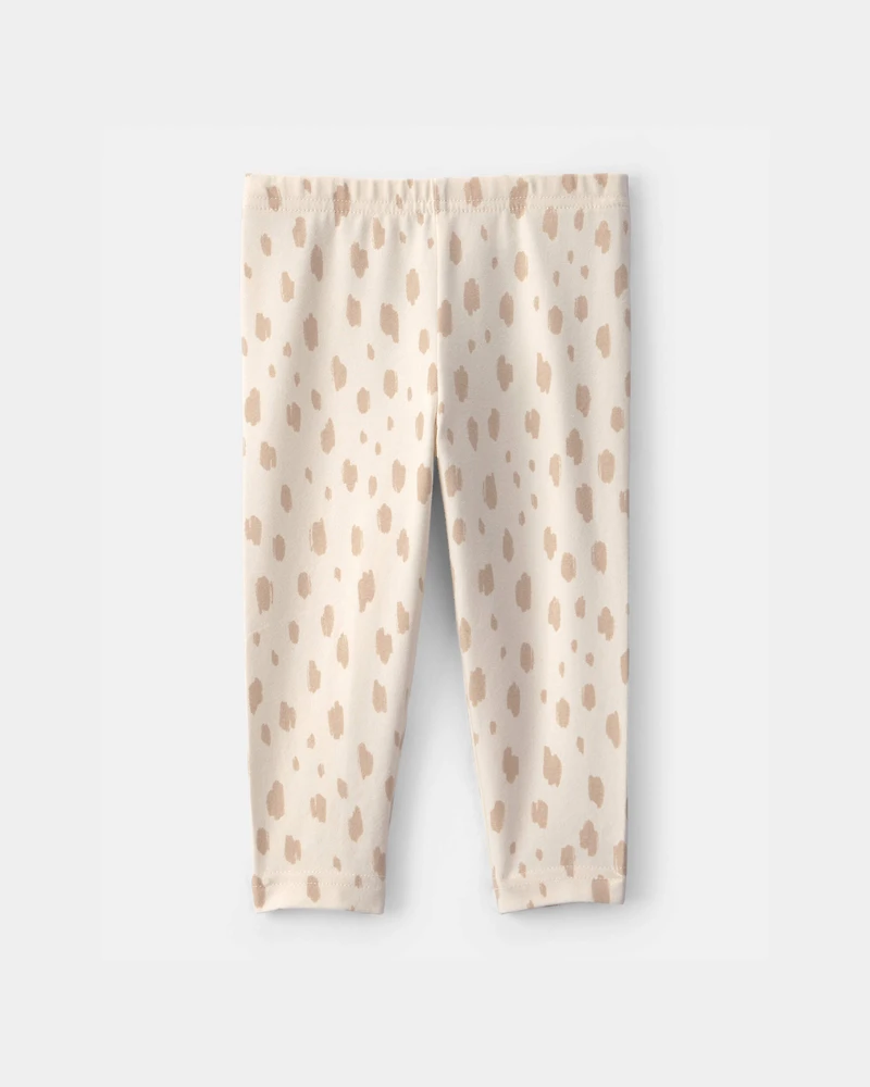 Baby Girl Dots Pull-On Stretch Leggings - Cream