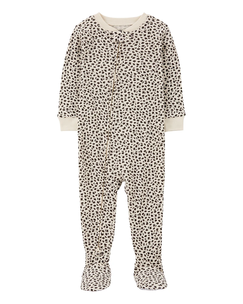 Toddler Girl 1-Piece Floral Thermal Footie Pyjamas