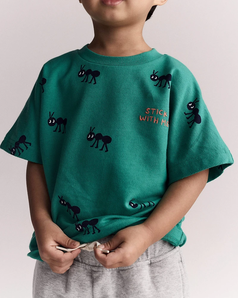 Toddler Boy Stick With Me' Dolman Tee - Dark Green