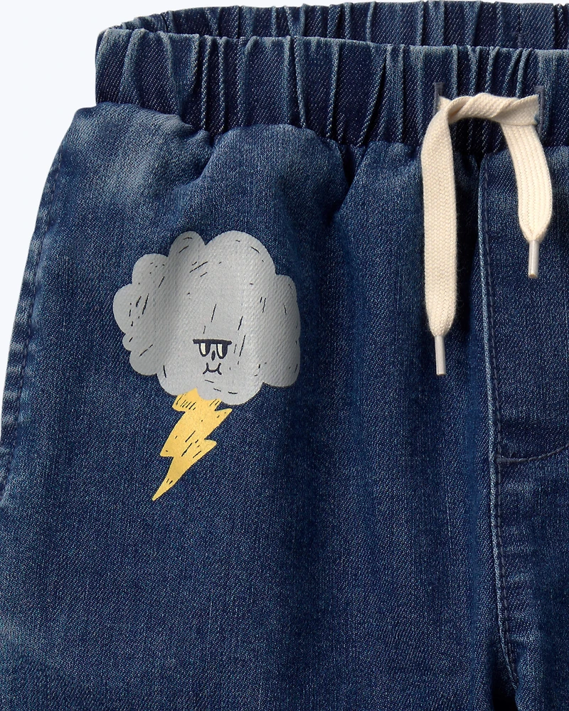 Toddler 'Splish, Splash' Jogger Pant Denim - Blue