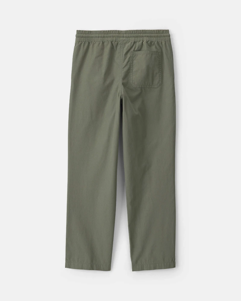 Boys Pull-On Canvas Pants - Olive Green
