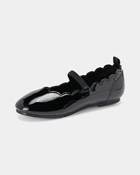Toddler Girl Scallop Edge Shiny Dress Shoes - Black