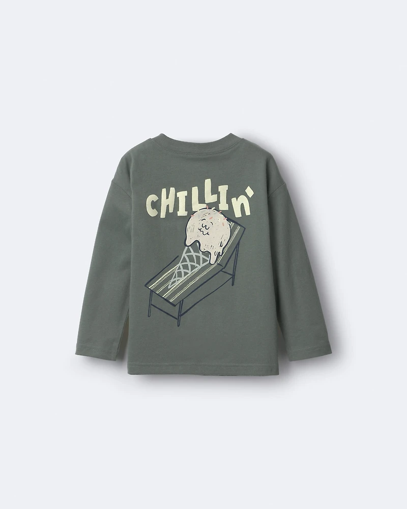 Toddler Boy Chillin' Long-Sleeve Graphic Tee - Olive