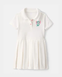 Toddler Girl Pleated Tennis Dress - Ivory