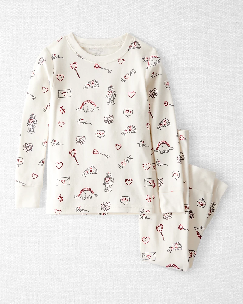 Toddler Organic Cotton Pajamas Little Loves Print