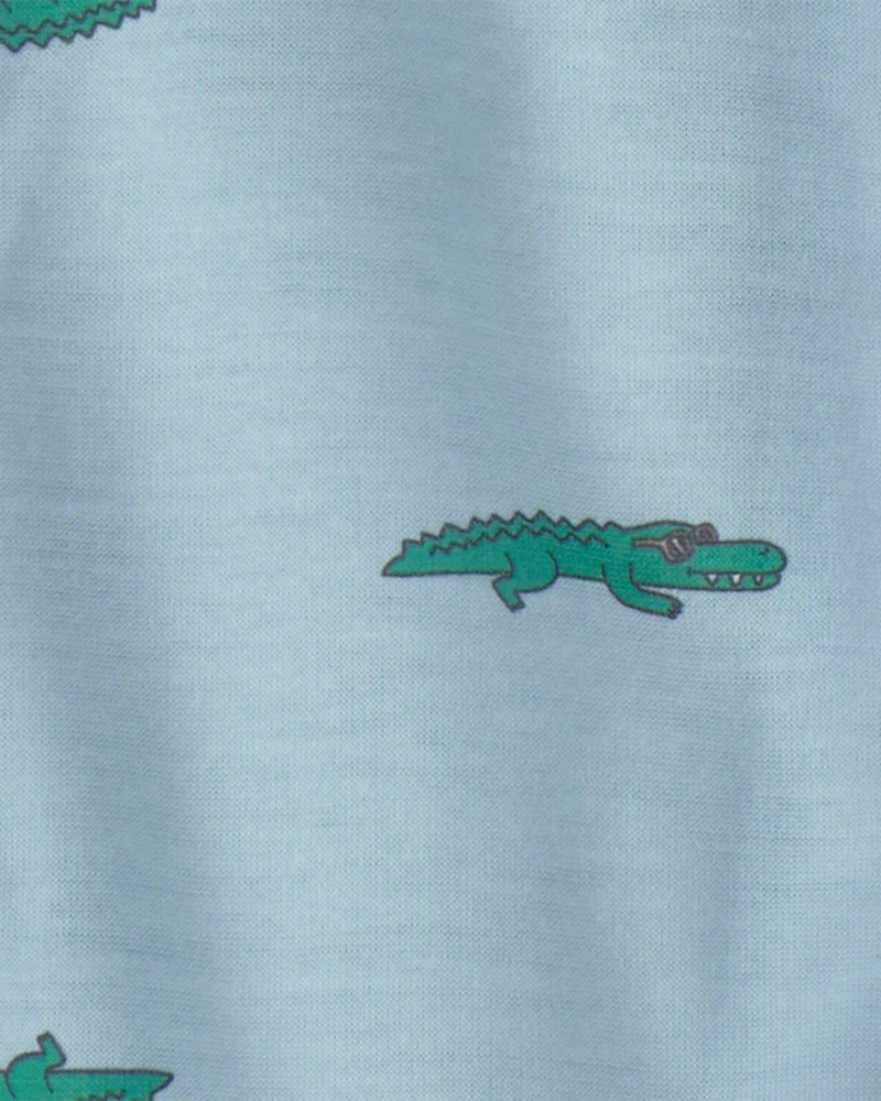 Toddler Boy Alligator Short-Sleeve Loose Fit 2-Piece Pyjama Set - Blue