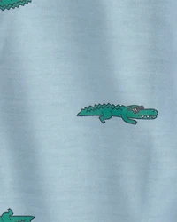 Toddler Boy Alligator Short-Sleeve Loose Fit 2-Piece Pyjama Set - Blue